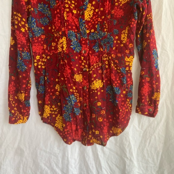 Anthropologie Maeve Floral Pintuck Boho Blouse Size Small - Picture 9 of 15